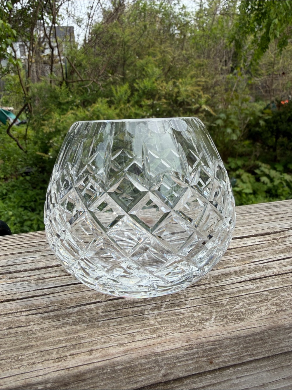 Crystal Posy Vase Made In Edinburgh Scotland 3.5” Height Around 4” Wide Center